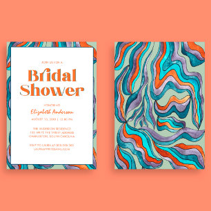Convites Chuva de Noiva Boho Retro Verde Tipografia Ondulad