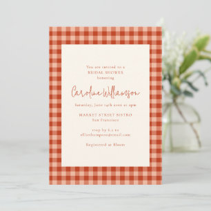 Convites Chuva de Noiva Boho Terracota Xadrez Gingham