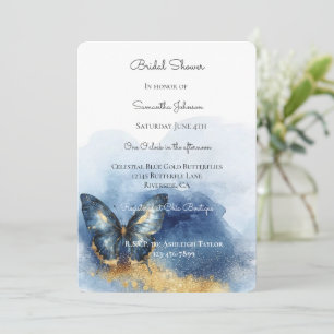 Convites Chuva de Noiva Borboleta Azul Celeste Dourado