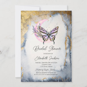 Convites Chuva de Noiva Borboleta Floral Lunar Celestial