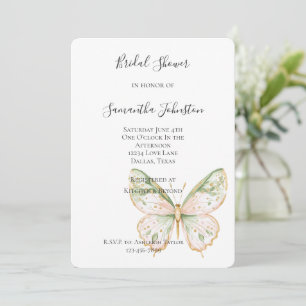 Convites Chuva de Noiva Borboleta Rosa Bege Verde Mint Dour