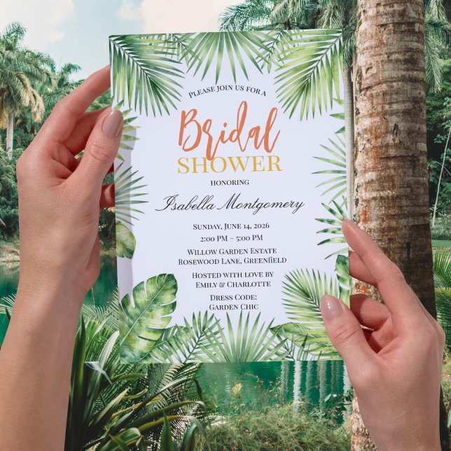 Convites Chuva de Noiva Botânica Tropical Verde (Tropical Botanical Green Bridal Shower Invitations
)