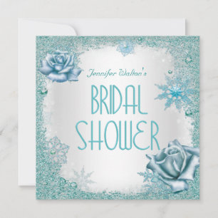 Convites Chuva de Noiva Brilho Azul Verde Branca Rosas
