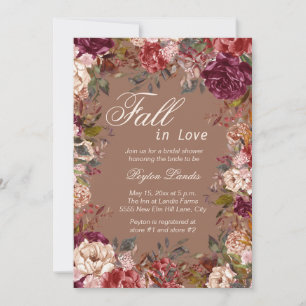 Convites Chuva de Noiva Burgundy Floral Taupe Apaixonar-se