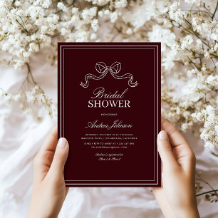 Convites Chuva de Noiva Burgundy Moderna Elegante Atemporal