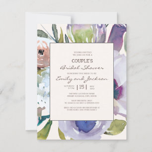 Convites Chuva de Noiva Casal Floral Rosa Roxo Azul
