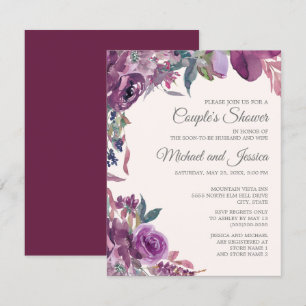 Convites Chuva de Noiva Casal Floral Roxo Lilás