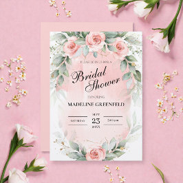 Convites Chuva de Noiva Casamento Flores Rosa Aquarela
