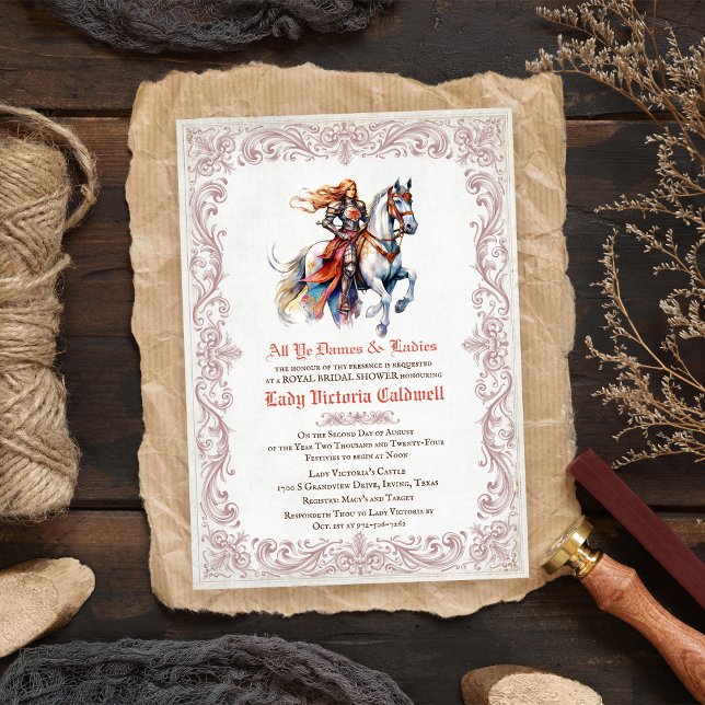 Convites Chuva de Noiva Cavaleira Medieval Renascença Femin (Criador carregado)