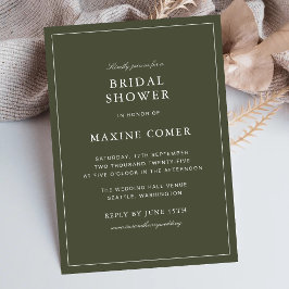 Convites Chuva de Noiva Clássica em Poeira Verde Elegante c