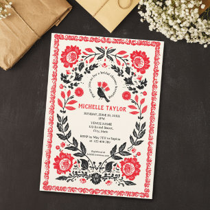 Convites Chuva de Noiva Colorida com Tema Mexicano Floral F
