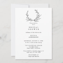 Convites Chuva de Noiva com Arte de Linha Floral Minimalist