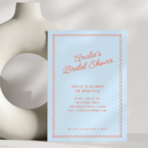 Convites Chuva de Noiva com Borda de Scallop e Doodle de Ca