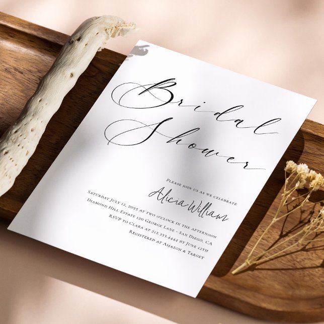 Convites Chuva de Noiva com Caligrafia Simples e Elegante (Elegant Minimalist Script Bridal Shower Invitation Personalized)