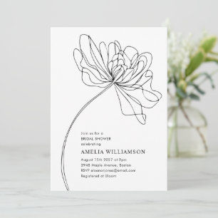 Convites Chuva de Noiva com Desenho Minimalista de Flor Pre