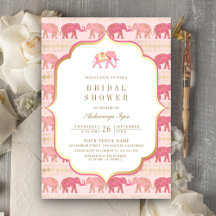 Chuva de Noiva com Elefante Rosa e Dourado Indiano
