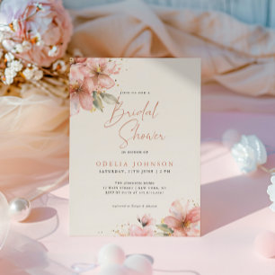 Convites Chuva de Noiva com Elegante Roteiro Floral Rosa Su