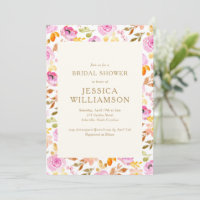 Chuva de Noiva com Estampa Floral em Aquarela Rosa