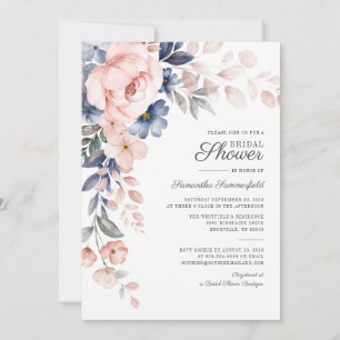 Convites Chuva de Noiva com Flor de Água Rosa Script