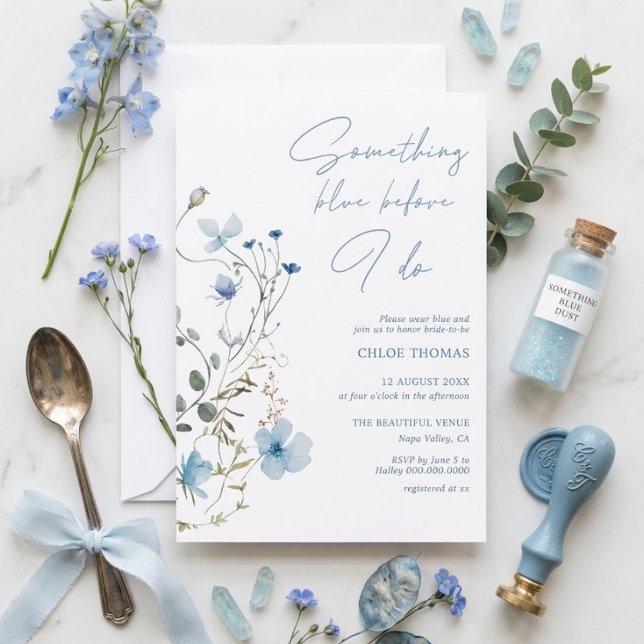 Convites Chuva de Noiva com Flor Silvestre Azul (Criador carregado)