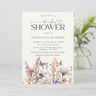 Convites Chuva de Noiva com Flor Silvestre Marfim em Aquare