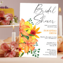 Chuva de noiva com flores de aquarela laranja