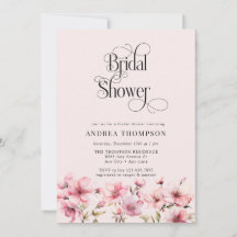 Chuva de Noiva com Flores de Aquarela Rosa