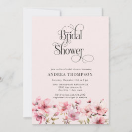 Convites Chuva de Noiva com Flores de Aquarela Rosa