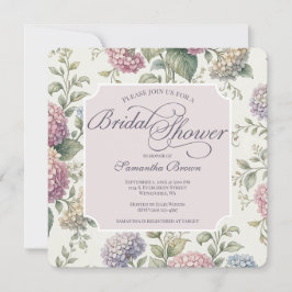 Convites Chuva de Noiva com Flores Delicadas de Hortênsia
