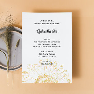 Convites Chuva de Noiva com Gráfico de Girassol Amarelo