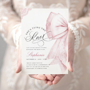 Convites Chuva de Noiva com Laço Rosa