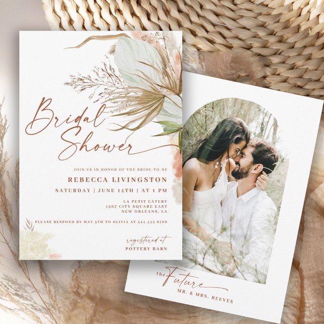 Convites Chuva de Noiva com Letra de Caligrafia Boho Modern (Criador carregado)