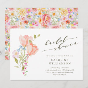 Convites Chuva de Noiva com Letra em Aquarela Floral Vintag