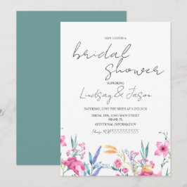 Convites Chuva de Noiva com Letra em Verde Flor Selvagem Aq