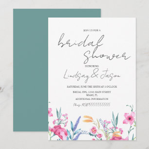 Convites Chuva de Noiva com Letra em Verde Flor Selvagem Aq