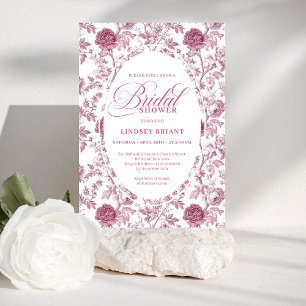 Convites Chuva de Noiva com Padrão de Rosa Elegante Royal B
