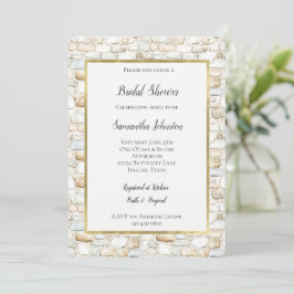 Convites Chuva de Noiva com Pedras Falsas Branco Creme Cinz