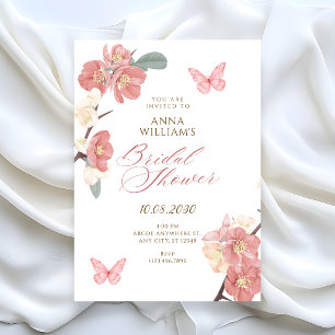 Convites chuva de noiva com ramo floral