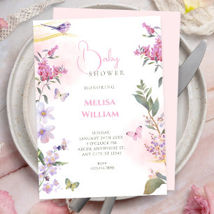 Convites Chuva de noiva com ramo floral