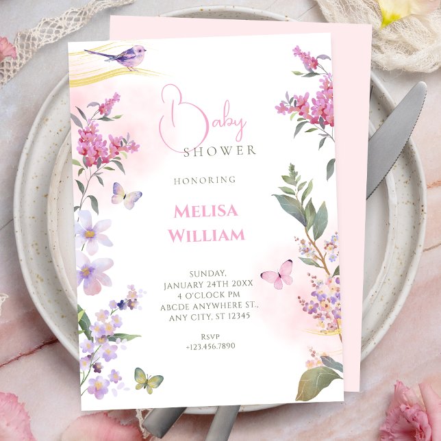 Convites Chuva de noiva com ramo floral (Criador carregado)