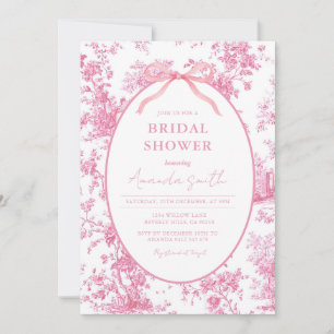 Convites Chuva de Noiva Coquete Rosa Floral Toile