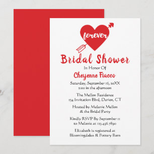 Convites Chuva de Noiva Coração Vermelho Casamento Moderno 