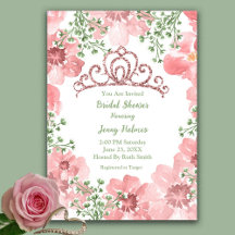 Chuva de Noiva Coroa de Rosas com Brilho Rosa e Fo