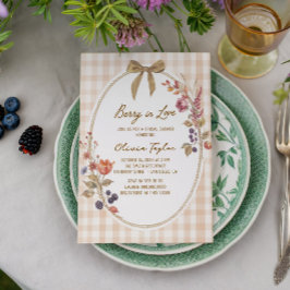 Convites Chuva de Noiva Cottage Berry in Love Gingham
