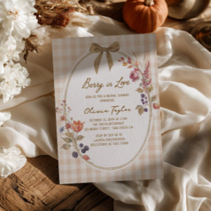 Convites Chuva de Noiva Cottage Berry in Love Gingham
