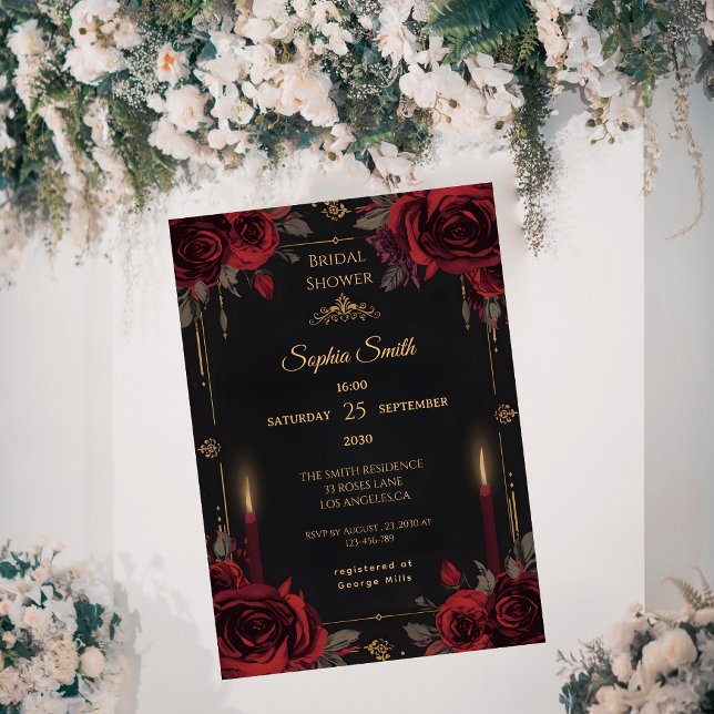 Convites Chuva de Noiva Dark Romance Elegant Gothic Roses (Criador carregado)