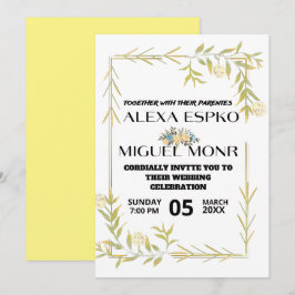 Convites Chuva de noiva de abelha flores amarelas festa