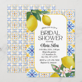 Convites Chuva de Noiva de Azulejo de Limão Italiano Medite