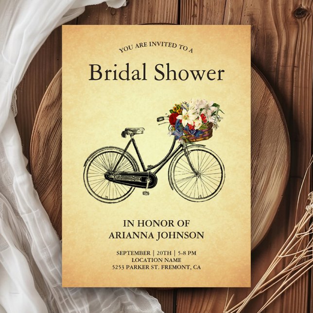 Convites Chuva de Noiva de Bicicleta Floral Vintage (Criador carregado)