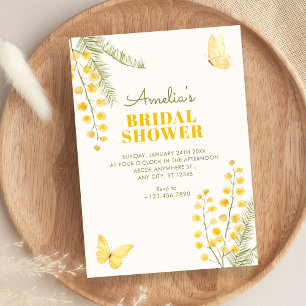 Convites Chuva de noiva de borboleta floral verde amarelo